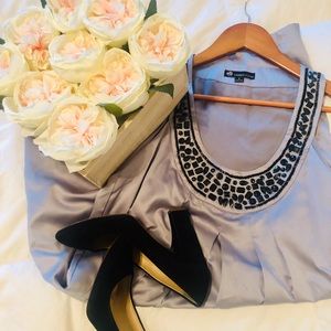 2 for $15. Silver evening shift dress w/ blk beads